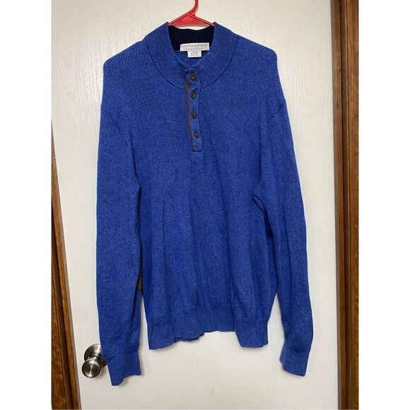 Martin Timeless As The Game Blue Merino Wool Cotton Blend Pullover Large - Picture 1 of 6